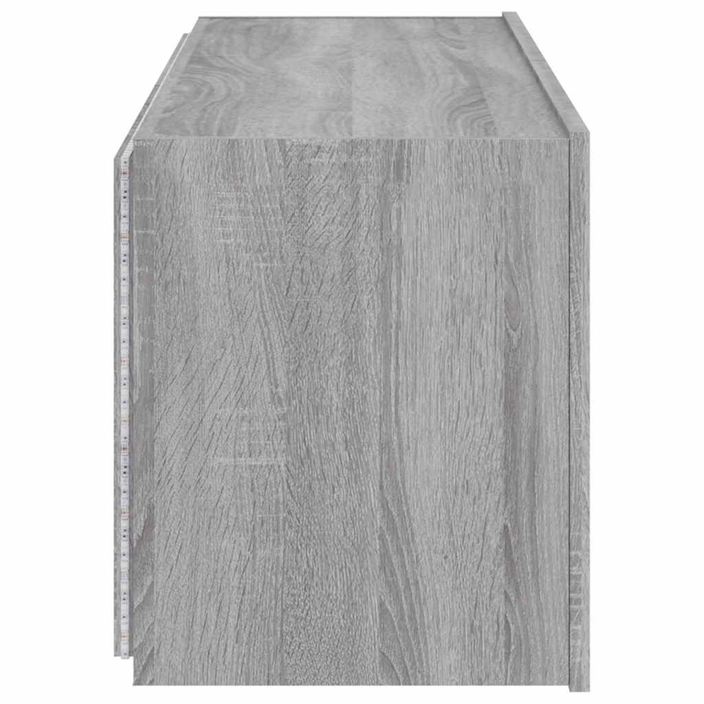 væghængte tv-borde 2 stk. med LED-lys 60x35x41 cm grå sonoma-eg