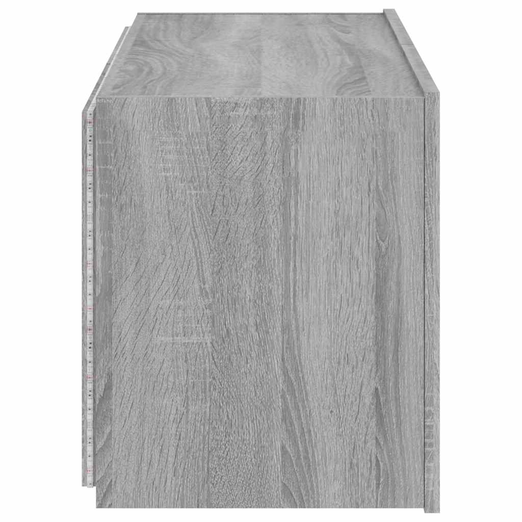 væghængt tv-bord m. LED-lys 80x35x41 cm grå sonoma-eg