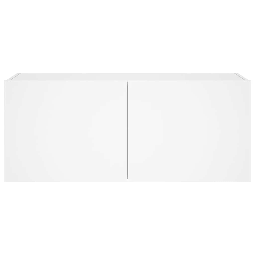 væghængt tv-bord med LED-lys 100x35x41 hvid