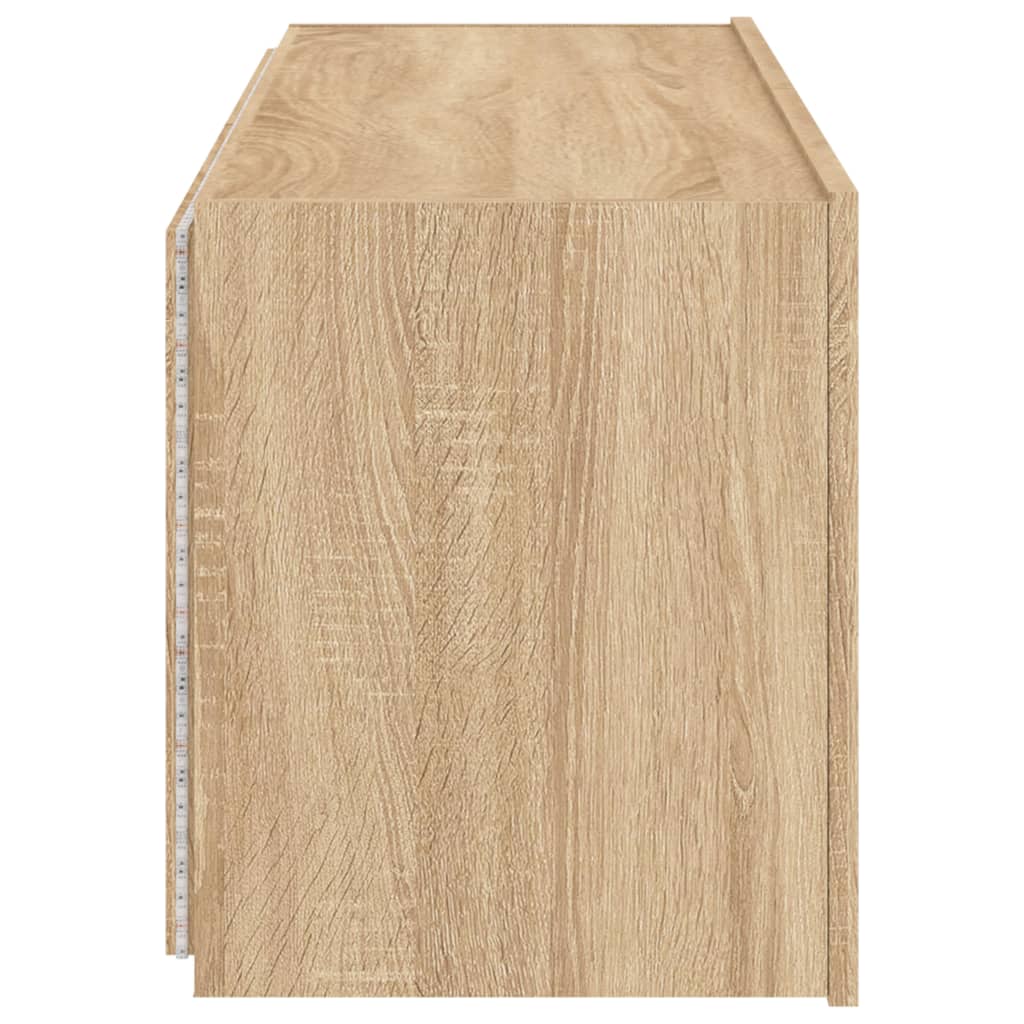 væghængt tv-bord med LED-lys 100x35x41 cm sonoma-eg