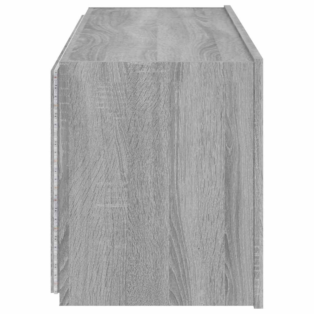 væghængt tv-bord m. LED-lys 100x35x41 cm grå sonoma-eg