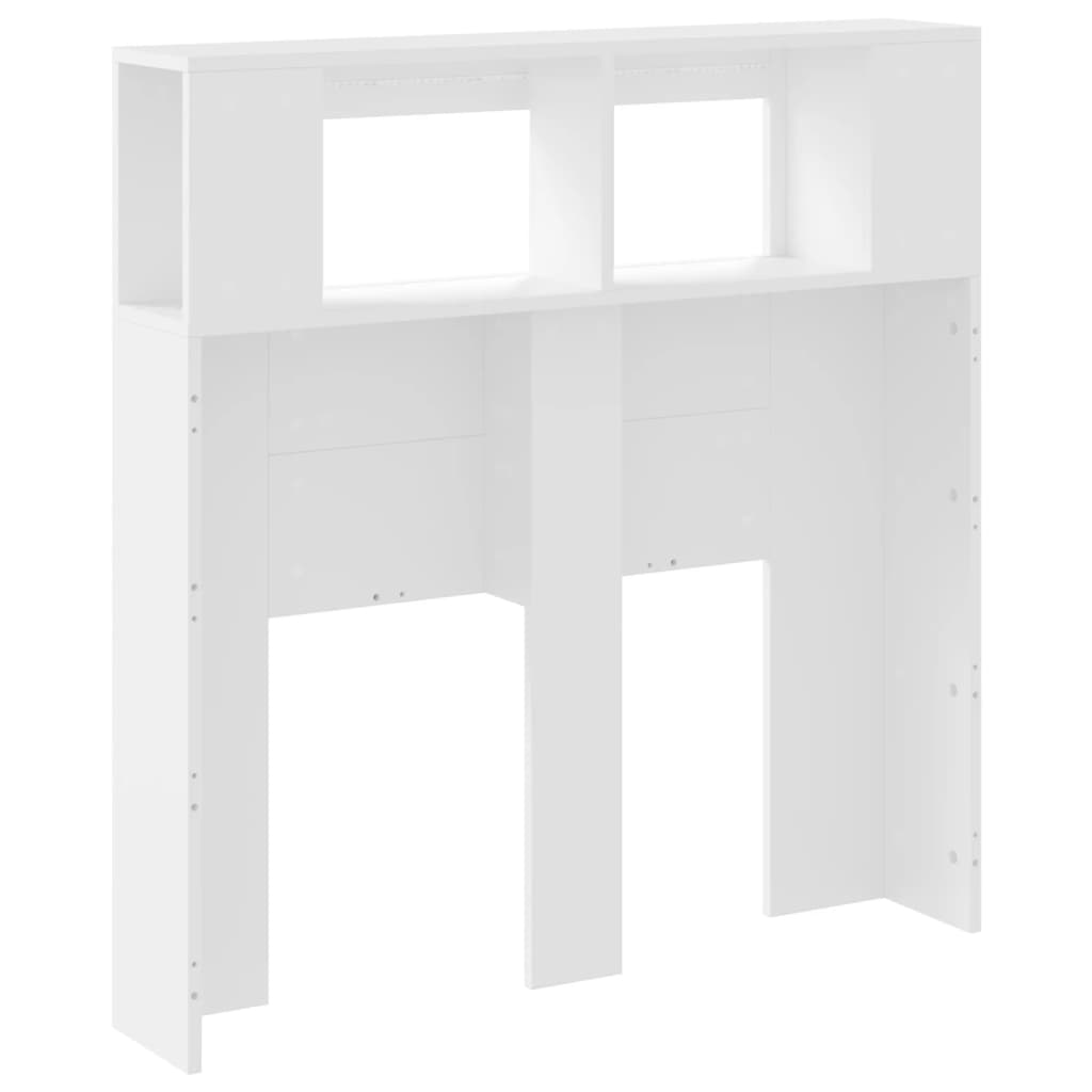 sengegavl med LED-lys 100x18,5x103,5 cm konstrueret træ hvid