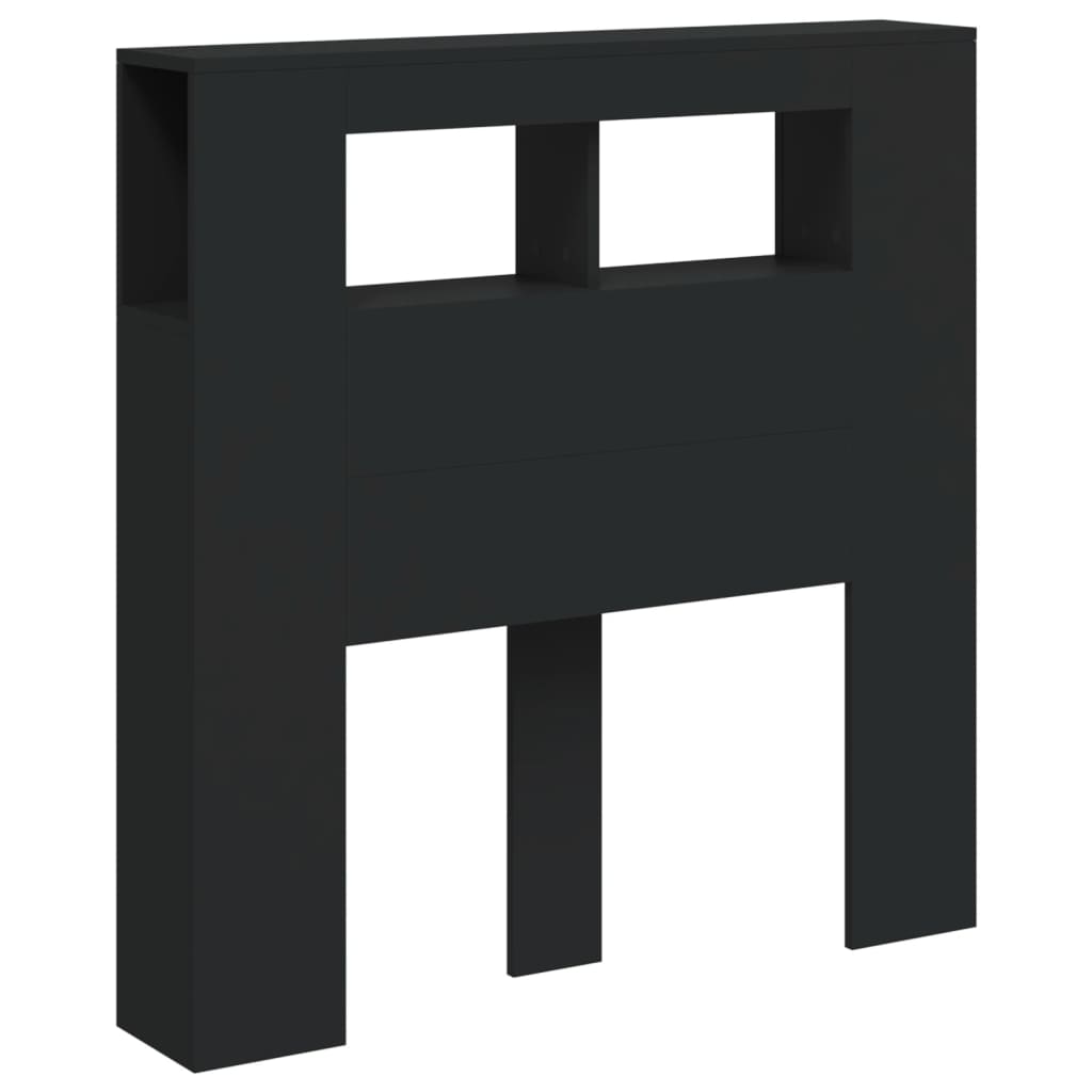 sengegavl med LED-lys 100x18,5x103,5 cm konstrueret træ sort
