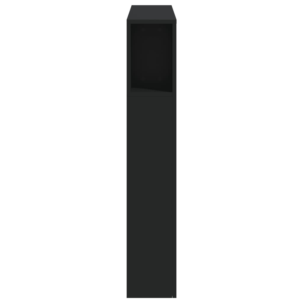 sengegavl med LED-lys 100x18,5x103,5 cm konstrueret træ sort
