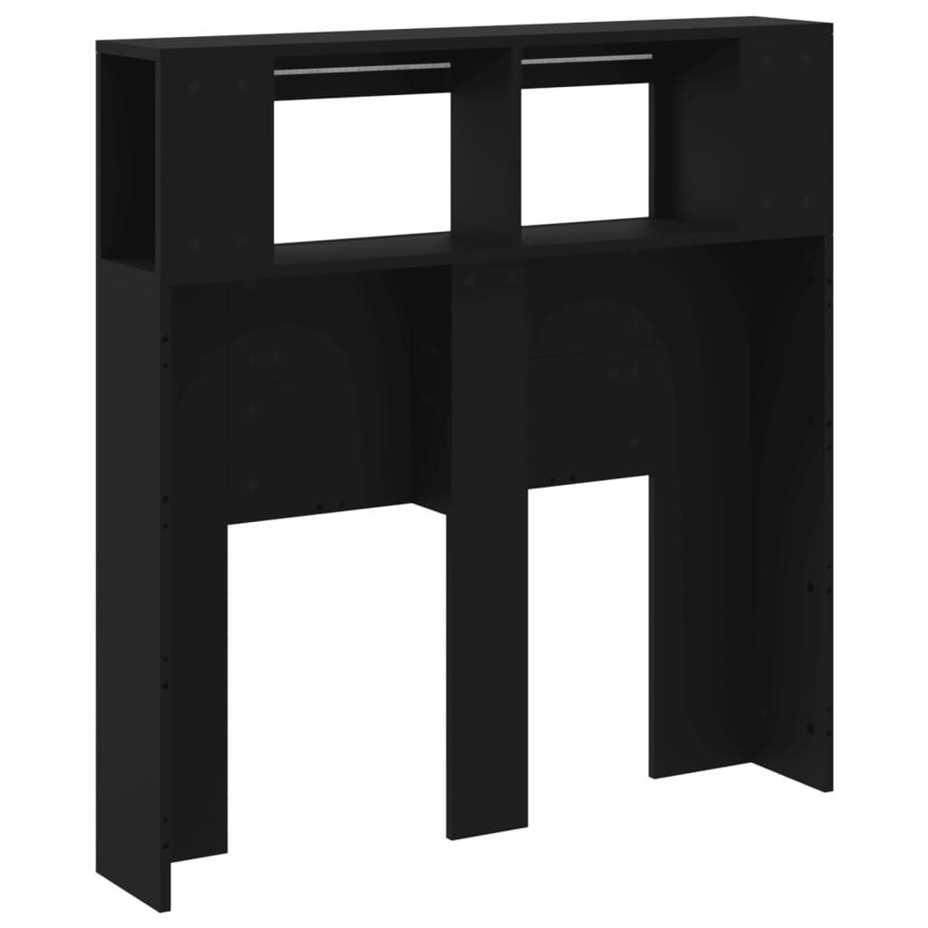 sengegavl med LED-lys 100x18,5x103,5 cm konstrueret træ sort