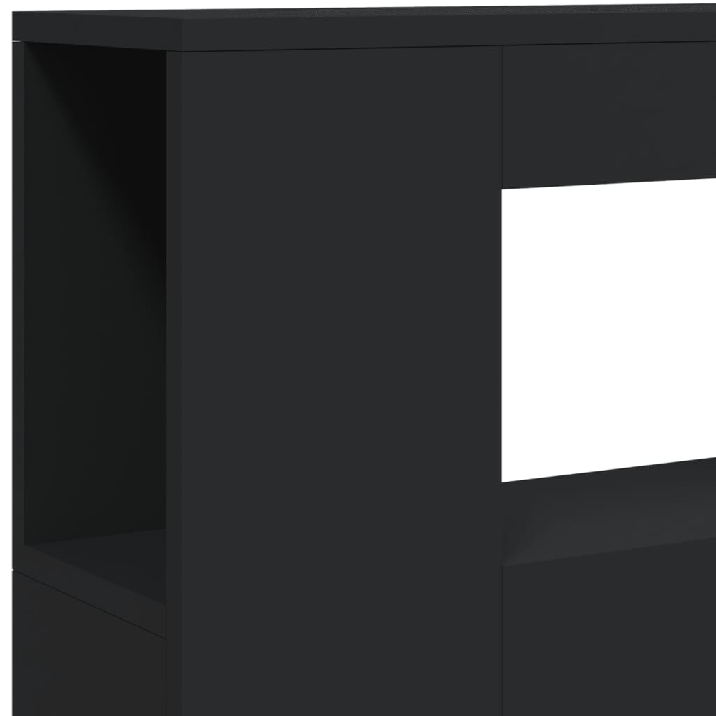 sengegavl med LED-lys 100x18,5x103,5 cm konstrueret træ sort