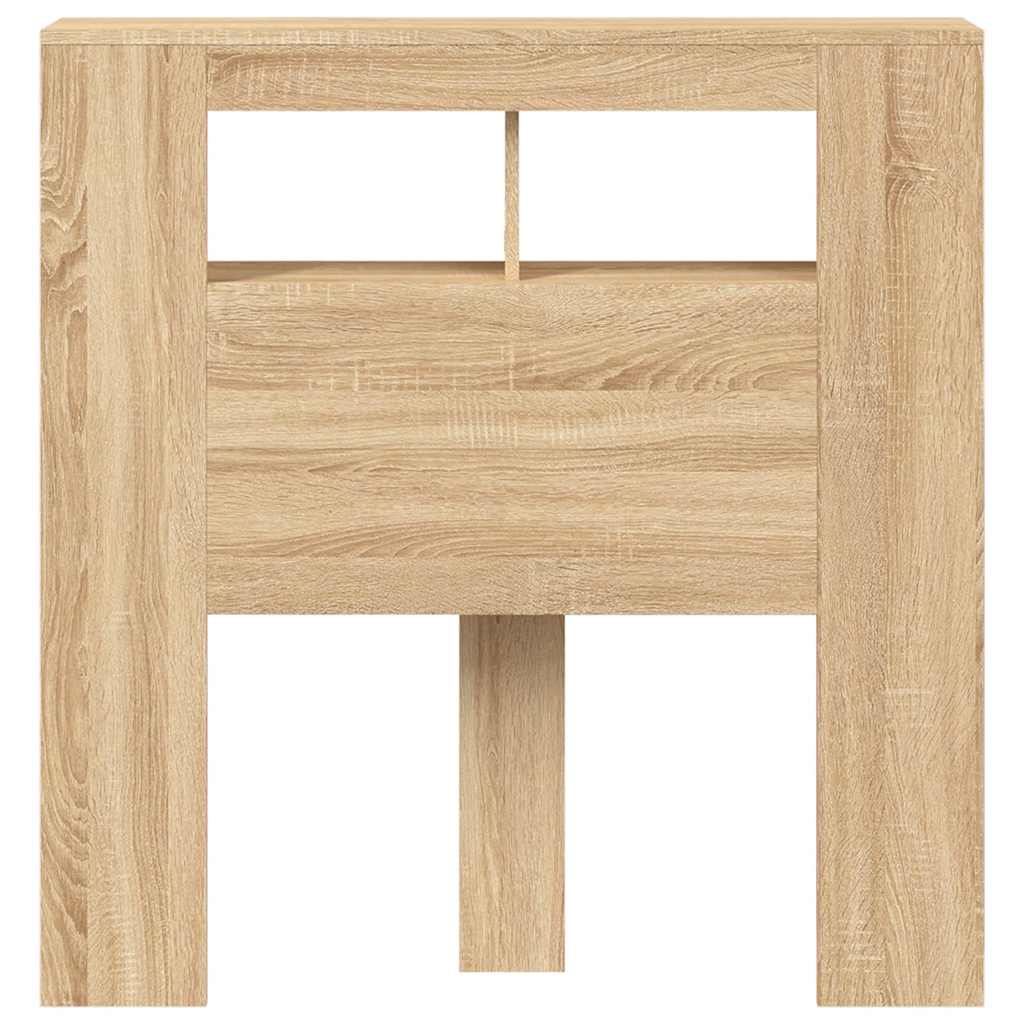 sengegavl 100x18,5x103,5 cm LED-lys konstrueret træ sonoma-eg
