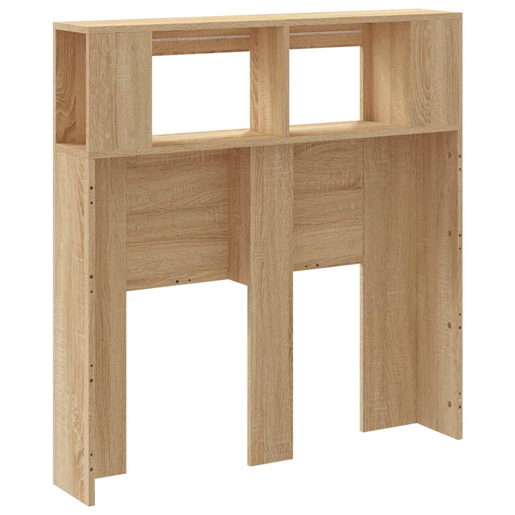 sengegavl 100x18,5x103,5 cm LED-lys konstrueret træ sonoma-eg