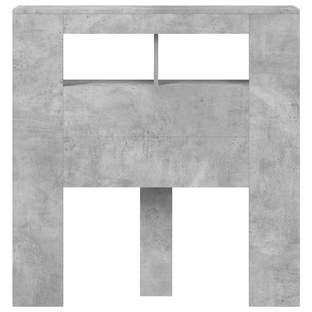 sengegavl m. LED-lys 100x18,5x103,5 cm konstrueret træ betongrå