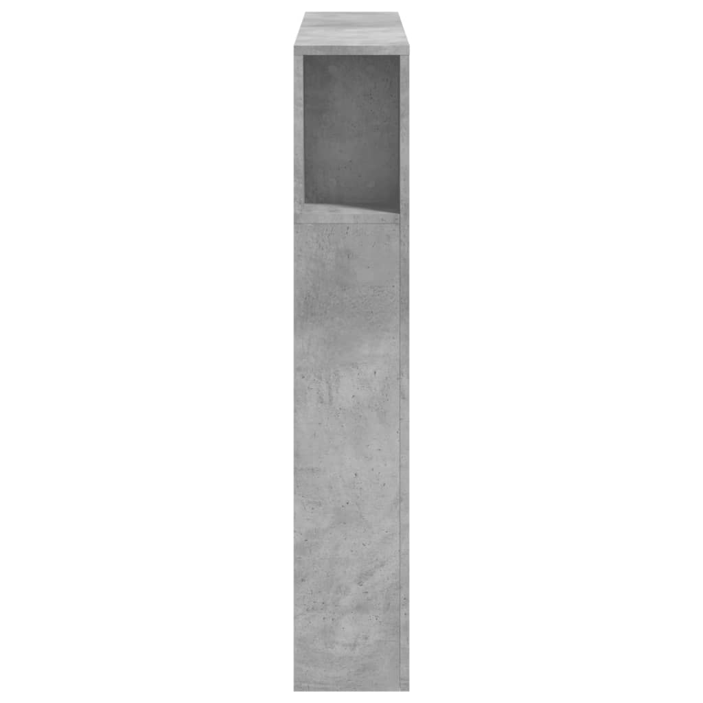sengegavl m. LED-lys 100x18,5x103,5 cm konstrueret træ betongrå