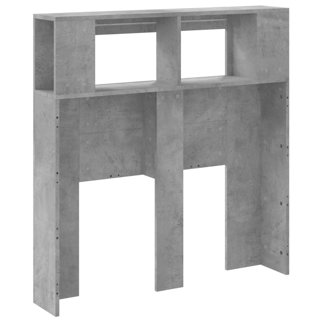 sengegavl m. LED-lys 100x18,5x103,5 cm konstrueret træ betongrå