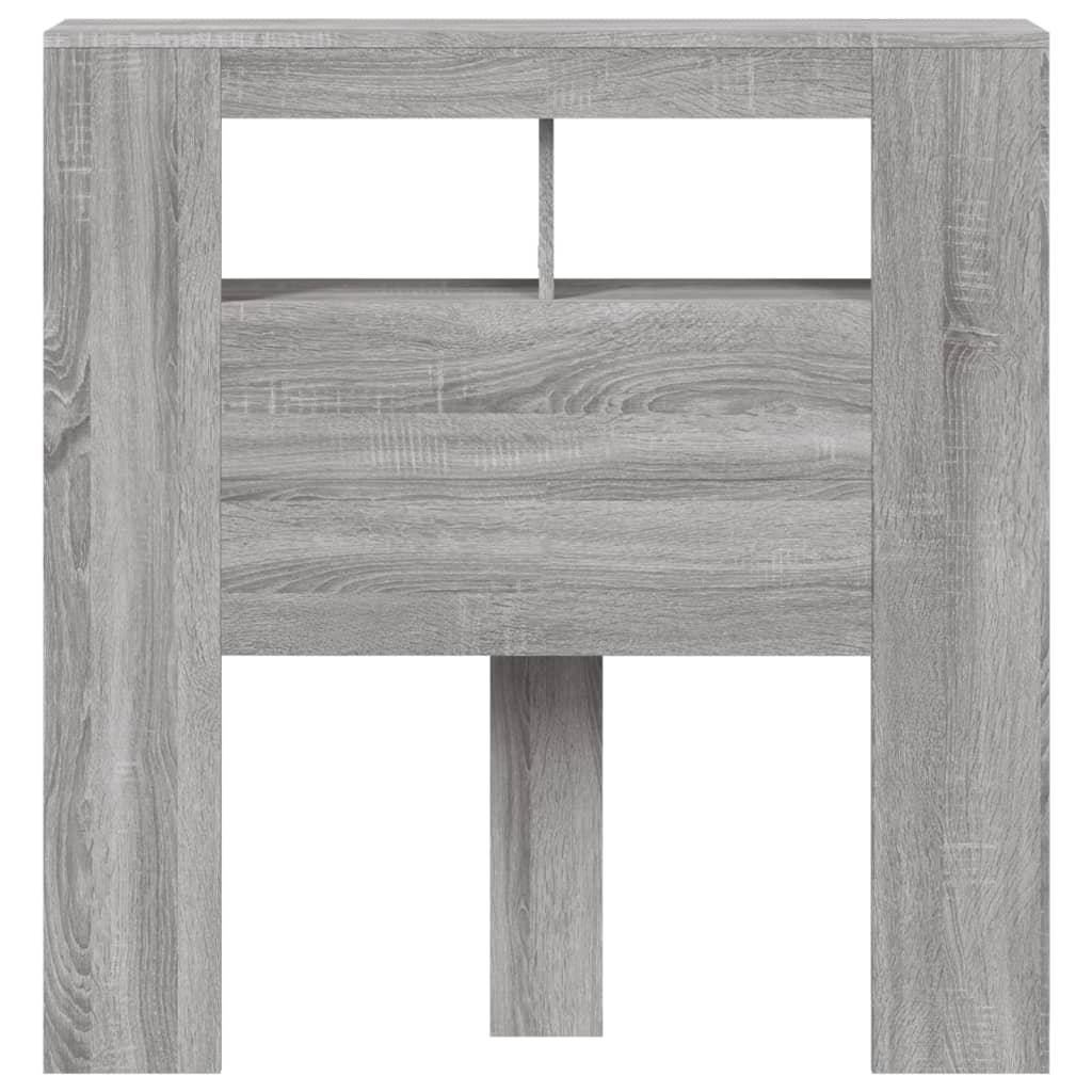 sengegavl 100x18,5x103,5 cm LED-lys konstrueret træ grå sonoma