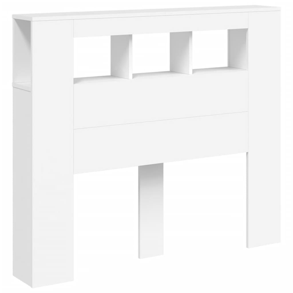 sengegavl med LED-lys 120x18,5x103,5 cm konstrueret træ hvid