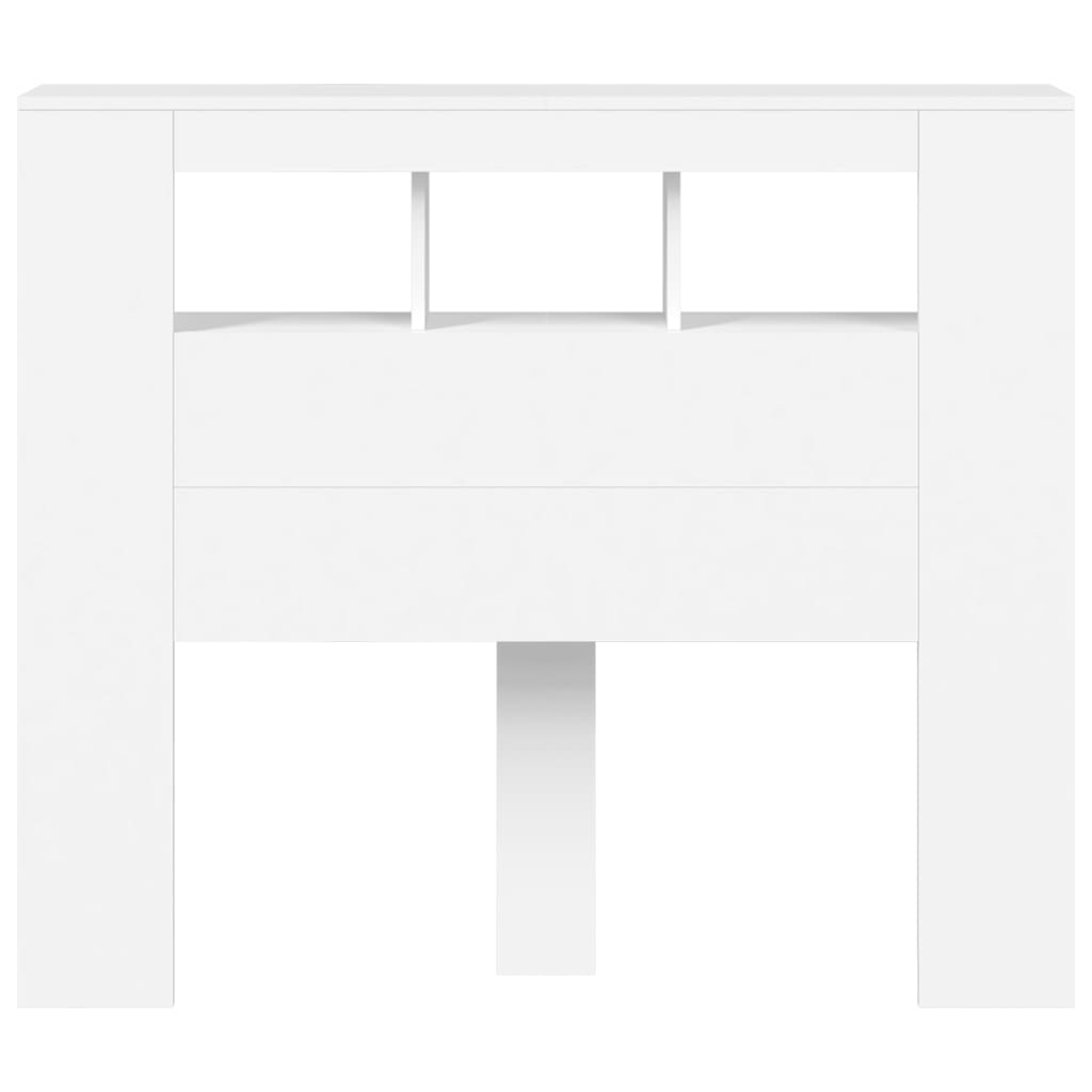 sengegavl med LED-lys 120x18,5x103,5 cm konstrueret træ hvid