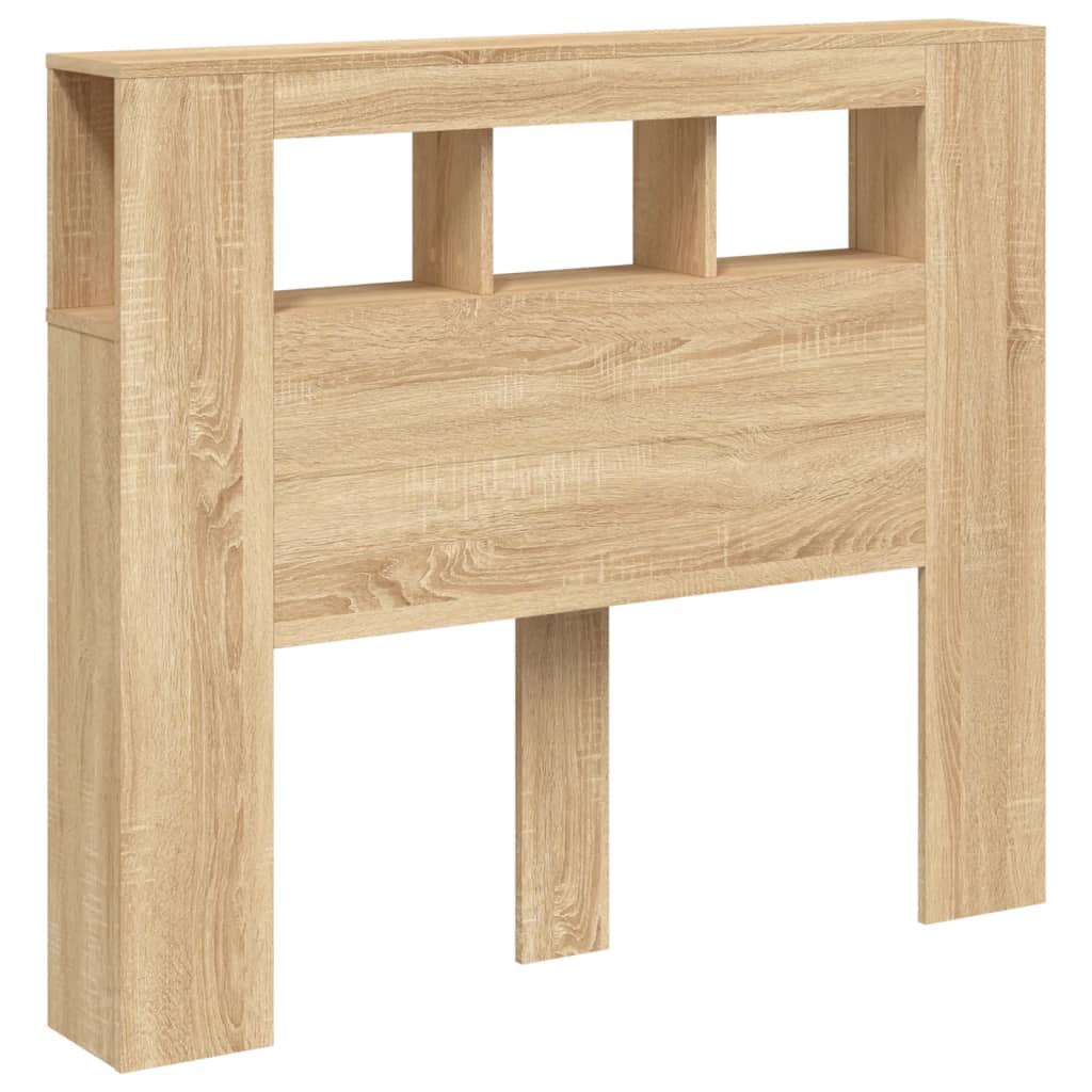 sengegavl 120x18,5x103,5 cm LED-lys konstrueret træ sonoma-eg