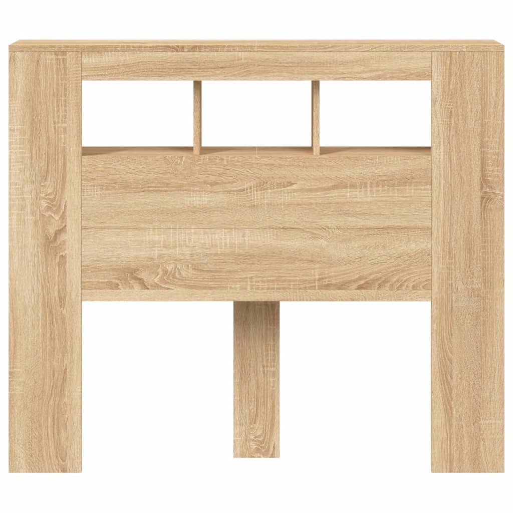 sengegavl 120x18,5x103,5 cm LED-lys konstrueret træ sonoma-eg
