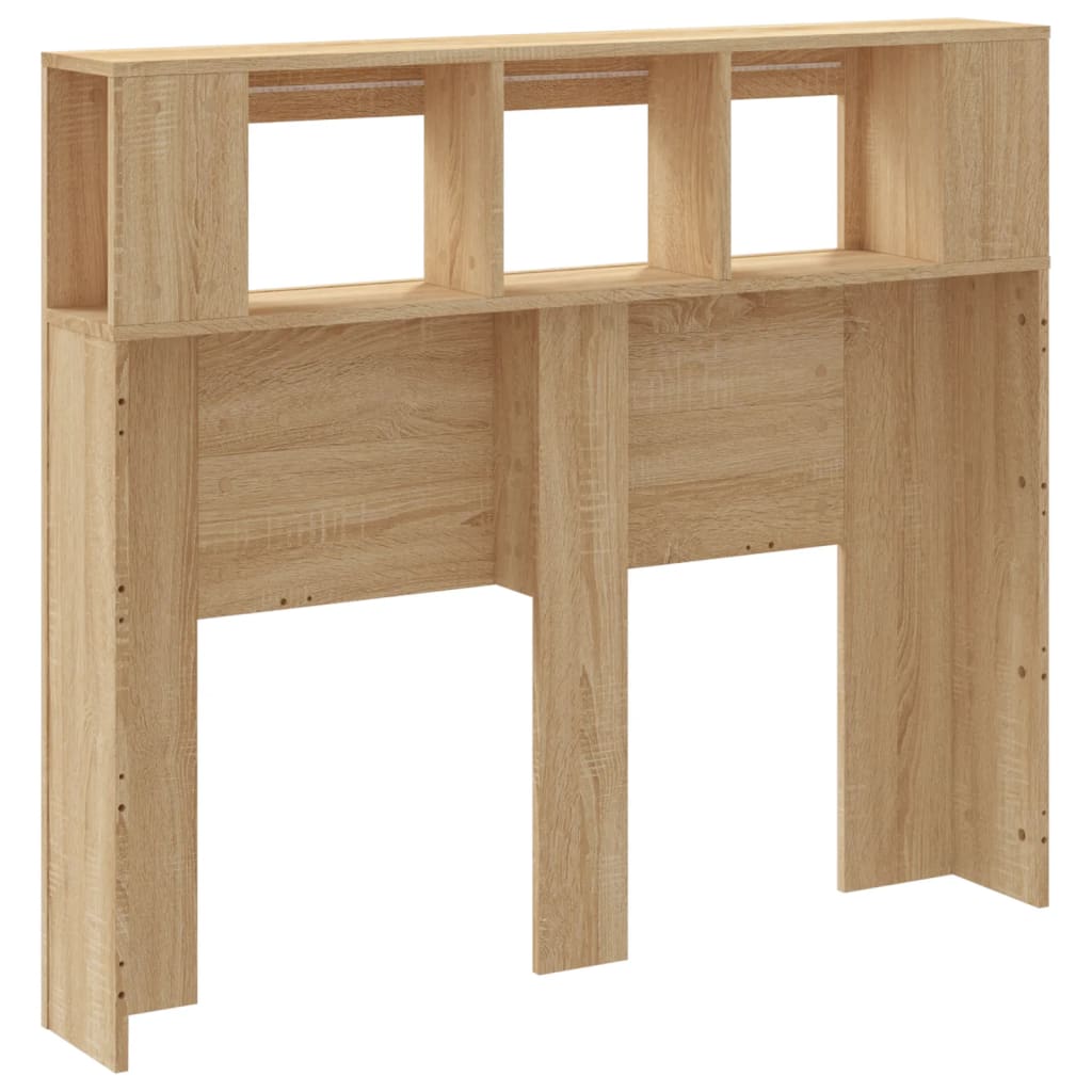 sengegavl 120x18,5x103,5 cm LED-lys konstrueret træ sonoma-eg