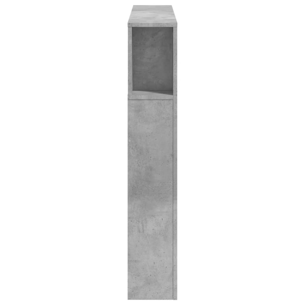 sengegavl m. LED-lys 120x18,5x103,5 cm konstrueret træ betongrå