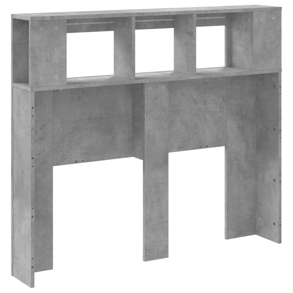 sengegavl m. LED-lys 120x18,5x103,5 cm konstrueret træ betongrå