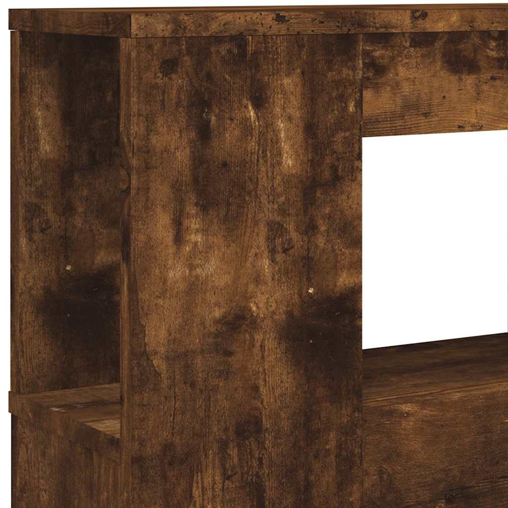 sengegavl m. LED-lys 120x18,5x103,5 cm konstrueret træ røget eg