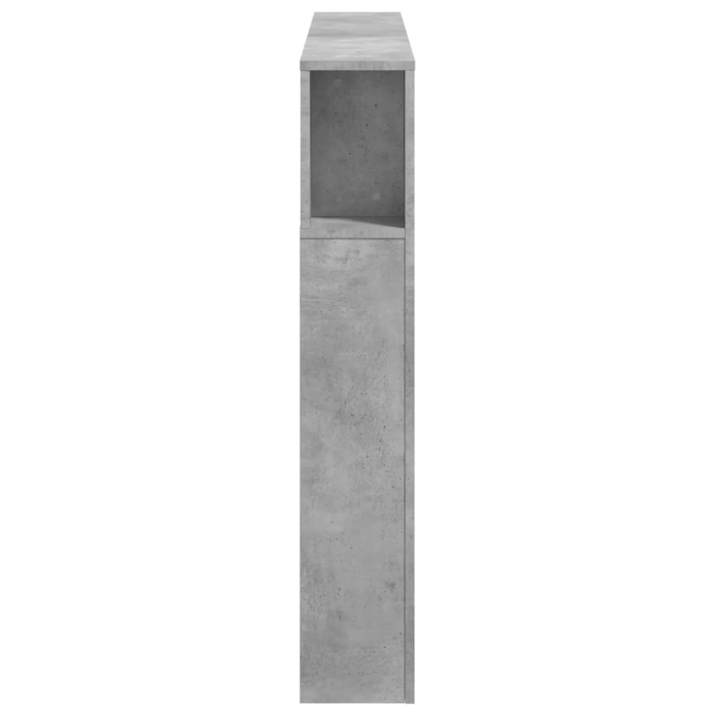 sengegavl m. LED-lys 140x18,5x103,5 cm konstrueret træ betongrå