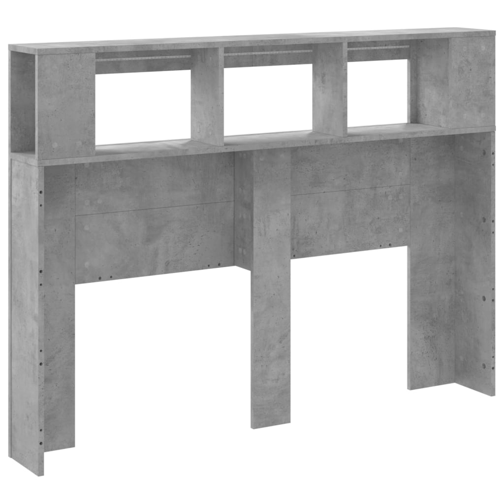sengegavl m. LED-lys 140x18,5x103,5 cm konstrueret træ betongrå