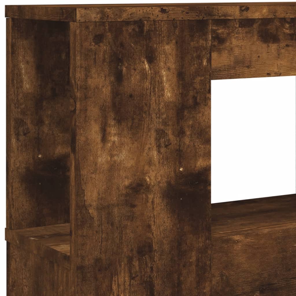 sengegavl m. LED-lys 140x18,5x103,5 cm konstrueret træ røget eg