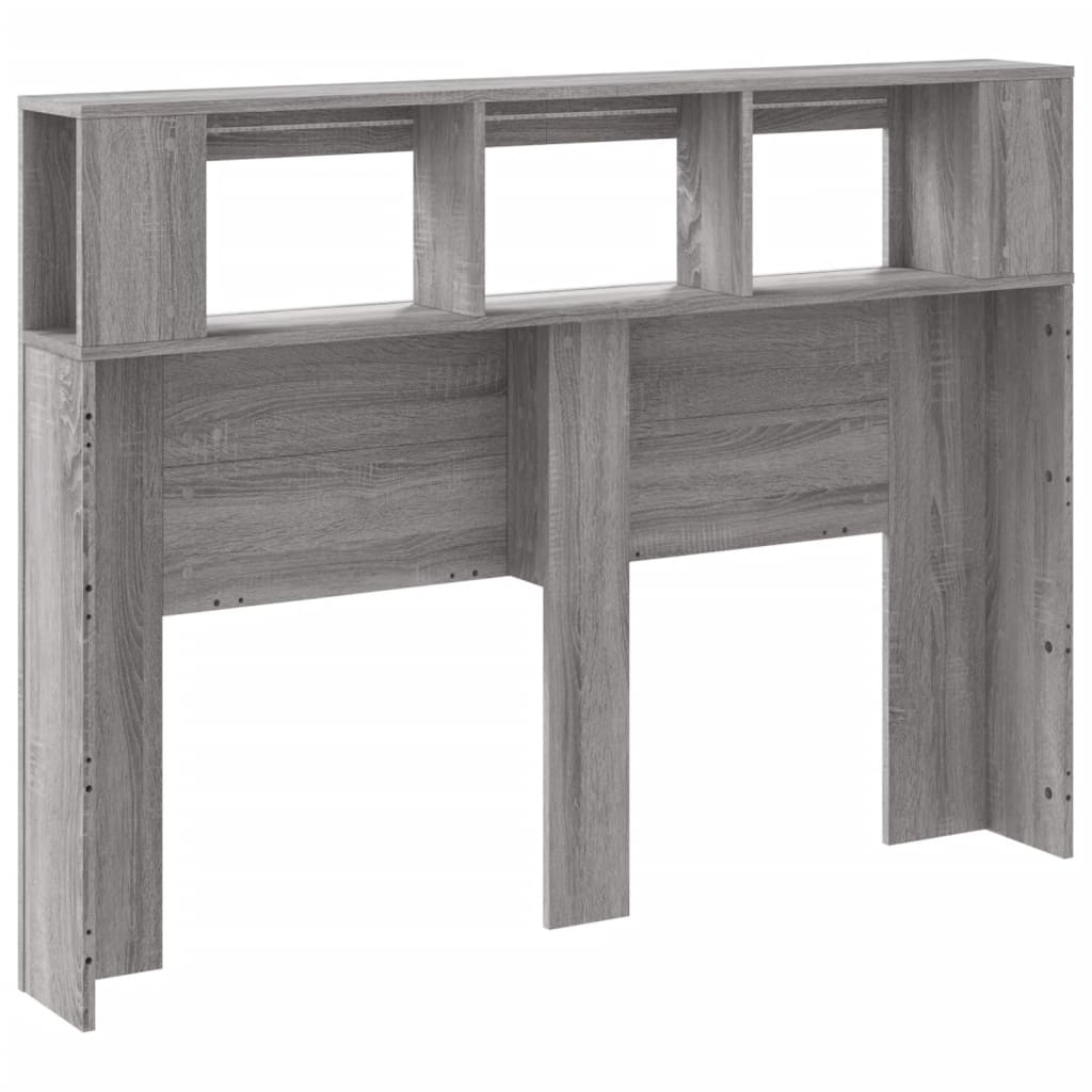 sengegavl 140x18,5x103,5 cm LED-lys konstrueret træ grå sonoma
