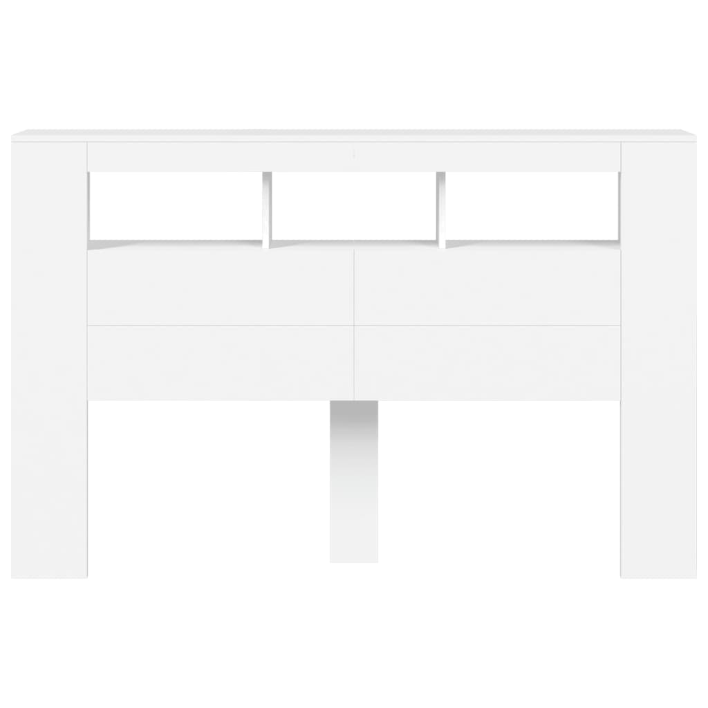 sengegavl med LED-lys 160x18,5x103,5 cm konstrueret træ hvid