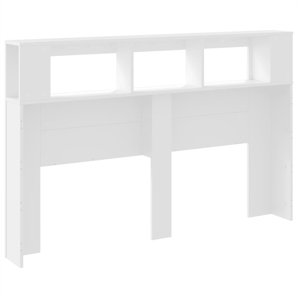 sengegavl med LED-lys 160x18,5x103,5 cm konstrueret træ hvid