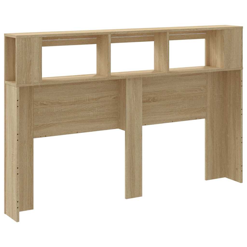 sengegavl 160x18,5x103,5 cm LED-lys konstrueret træ sonoma-eg