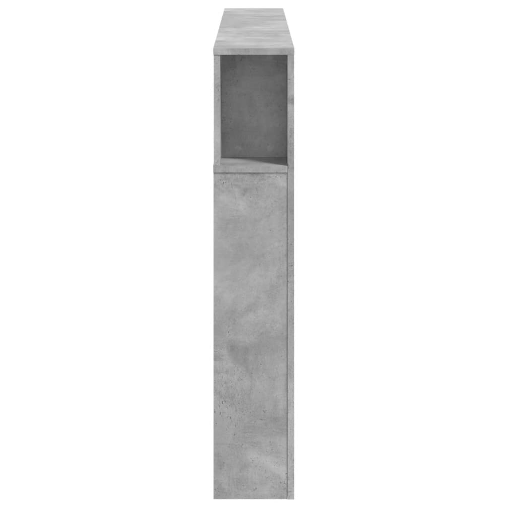 sengegavl m. LED-lys 160x18,5x103,5 cm konstrueret træ betongrå