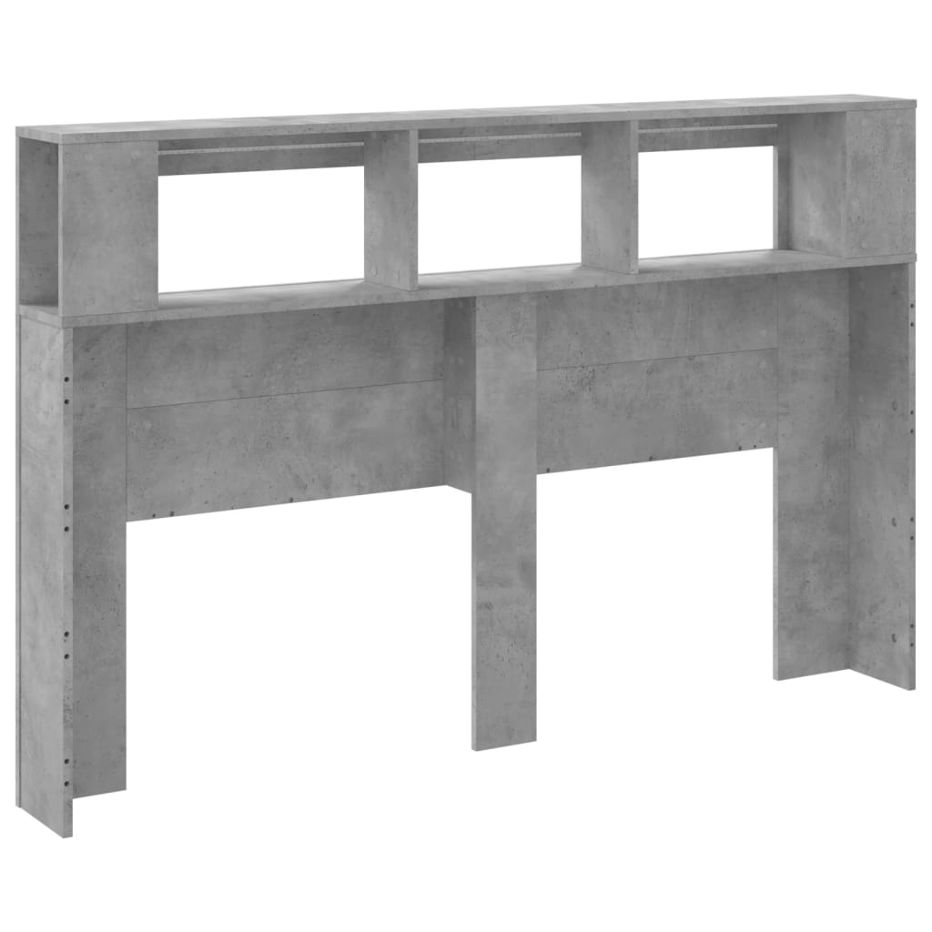 sengegavl m. LED-lys 160x18,5x103,5 cm konstrueret træ betongrå