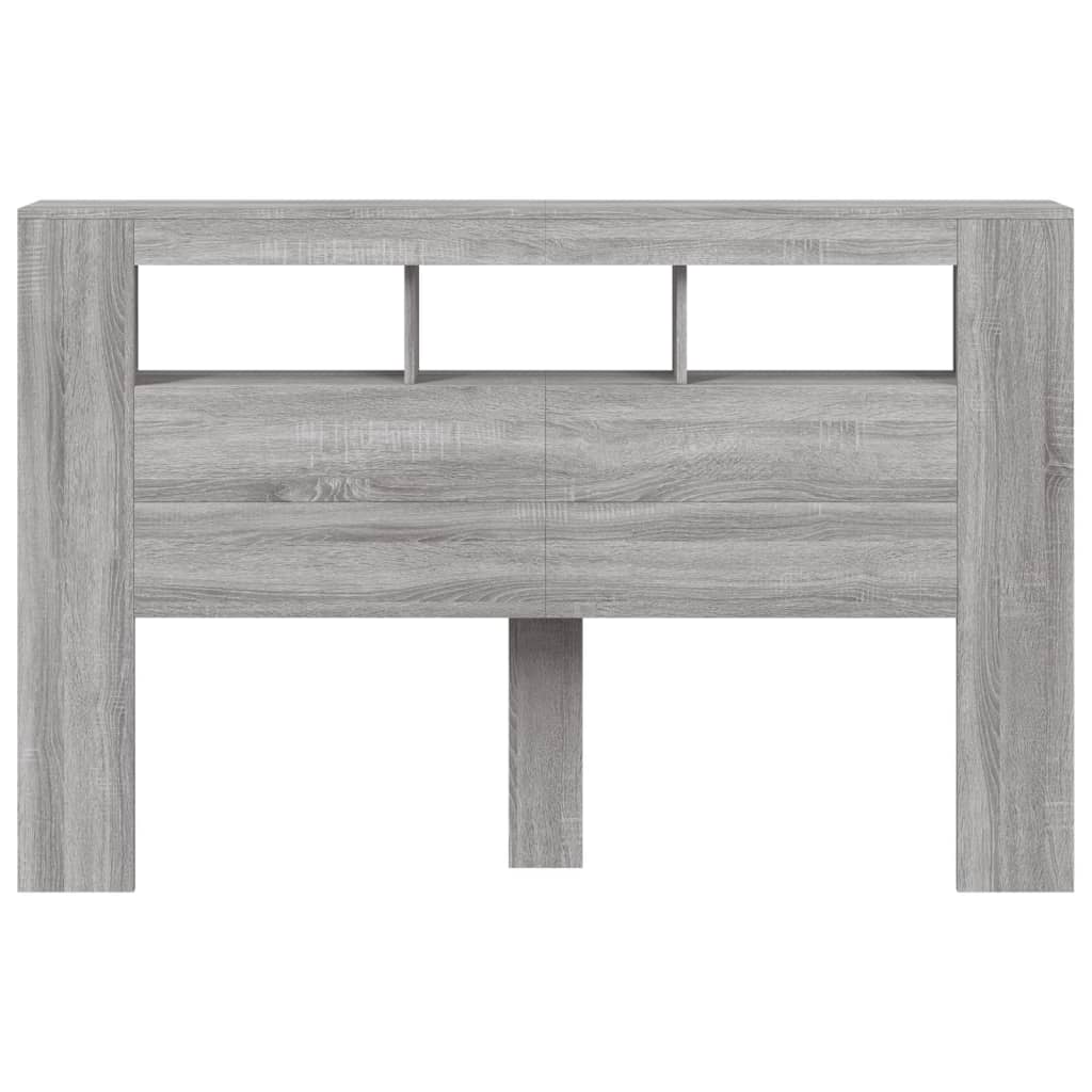 sengegavl 160x18,5x103,5 cm LED-lys konstrueret træ grå sonoma