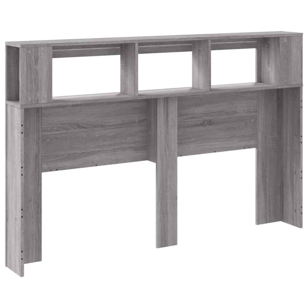 sengegavl 160x18,5x103,5 cm LED-lys konstrueret træ grå sonoma