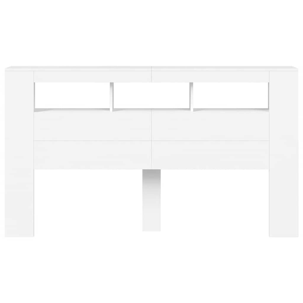 sengegavl med LED-lys 180x18,5x103,5 cm konstrueret træ hvid