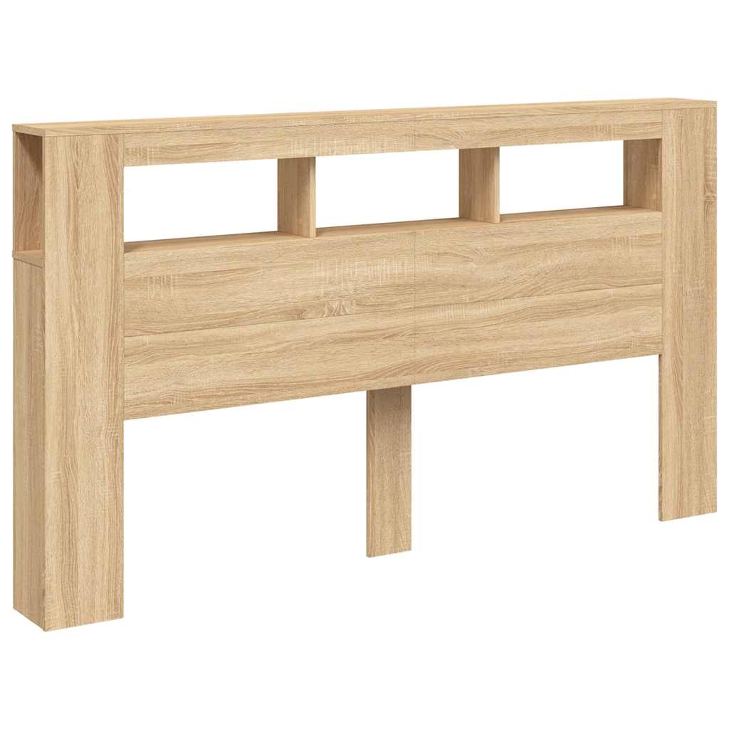 sengegavl 180x18,5x103,5 cm LED-lys konstrueret træ sonoma-eg