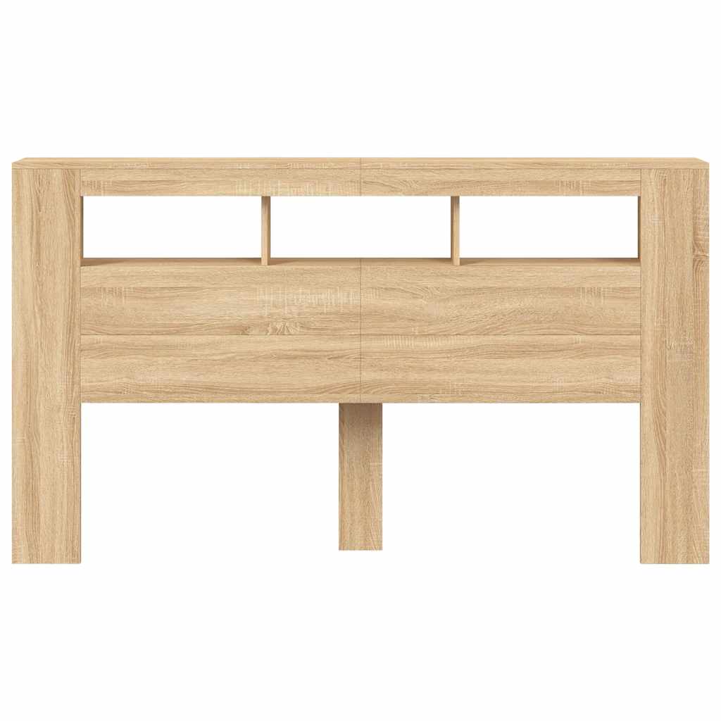 sengegavl 180x18,5x103,5 cm LED-lys konstrueret træ sonoma-eg