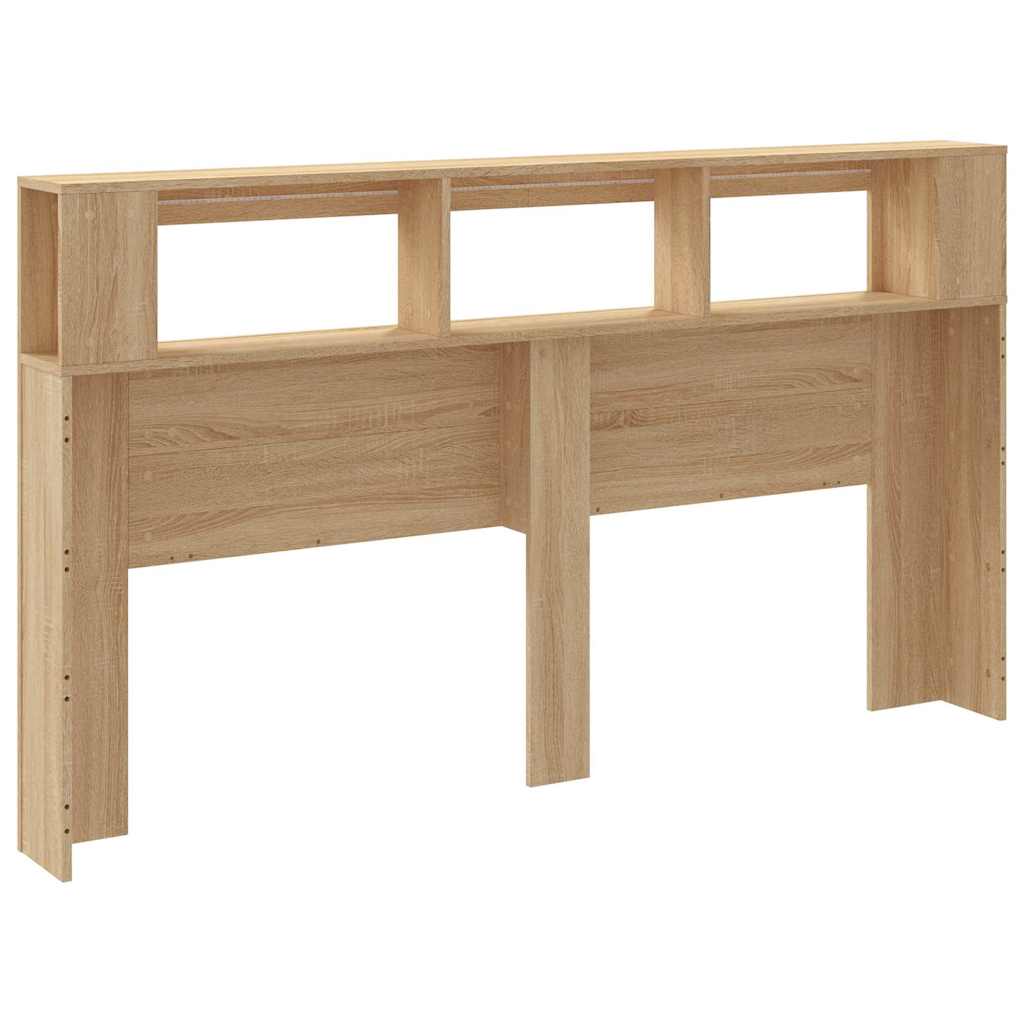 sengegavl 180x18,5x103,5 cm LED-lys konstrueret træ sonoma-eg
