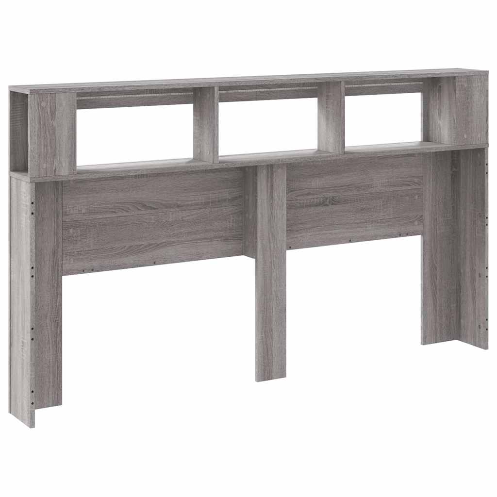 sengegavl 180x18,5x103,5 cm LED-lys konstrueret træ grå sonoma