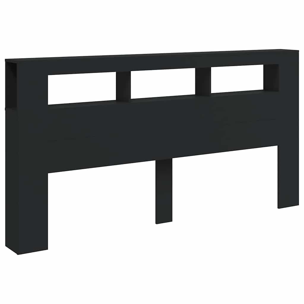 sengegavl med LED-lys 200x18,5x103,5 cm konstrueret træ sort
