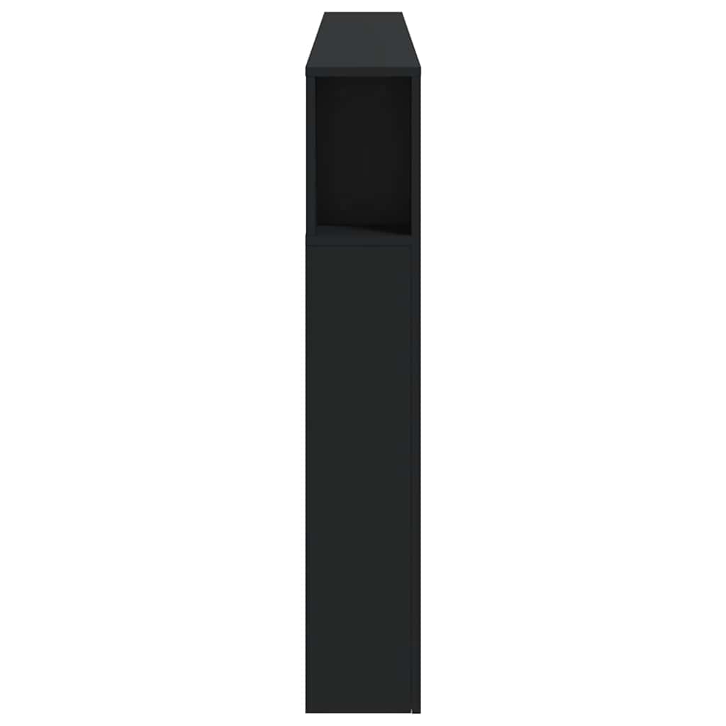 sengegavl med LED-lys 200x18,5x103,5 cm konstrueret træ sort