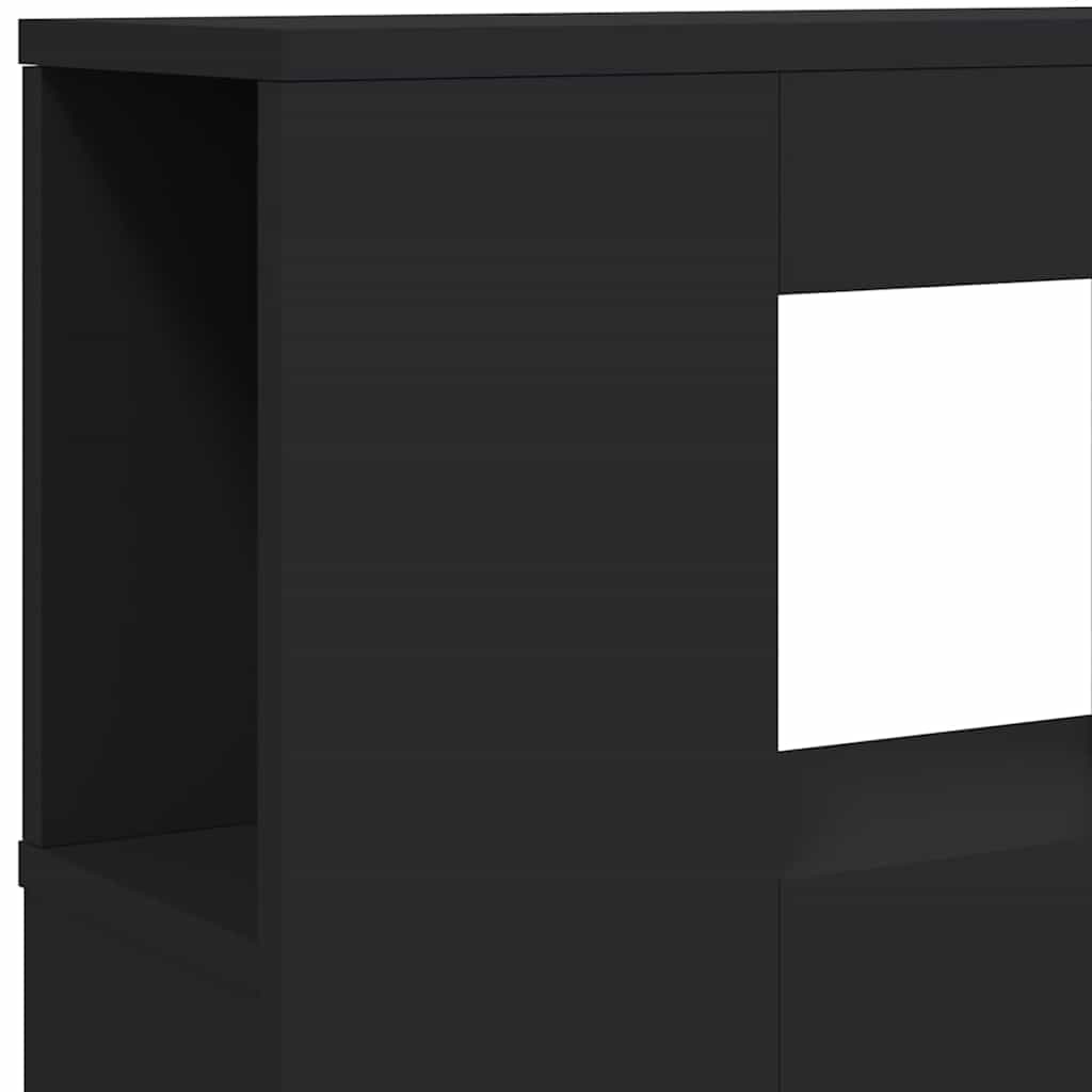 sengegavl med LED-lys 200x18,5x103,5 cm konstrueret træ sort