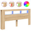 sengegavl 200x18,5x103,5 cm LED-lys konstrueret træ sonoma-eg