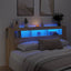 sengegavl 200x18,5x103,5 cm LED-lys konstrueret træ sonoma-eg