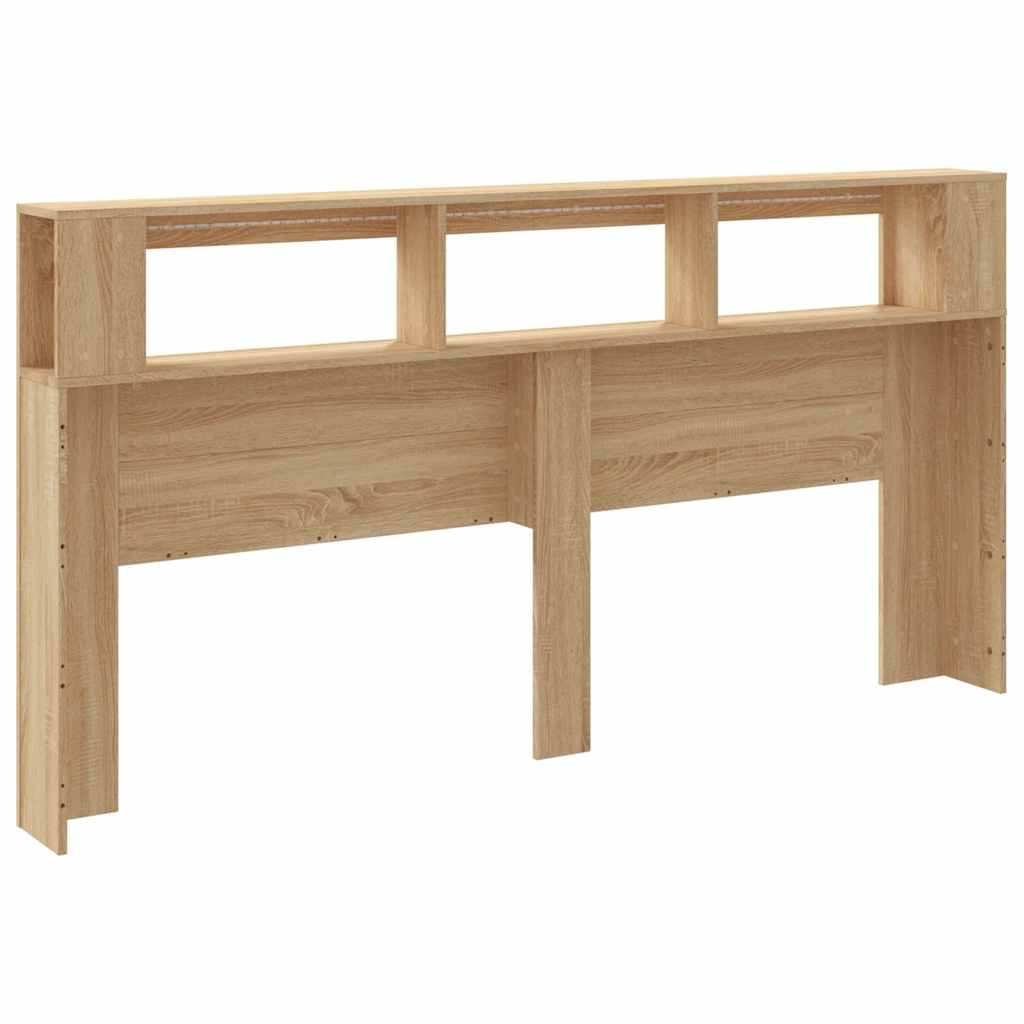 sengegavl 200x18,5x103,5 cm LED-lys konstrueret træ sonoma-eg