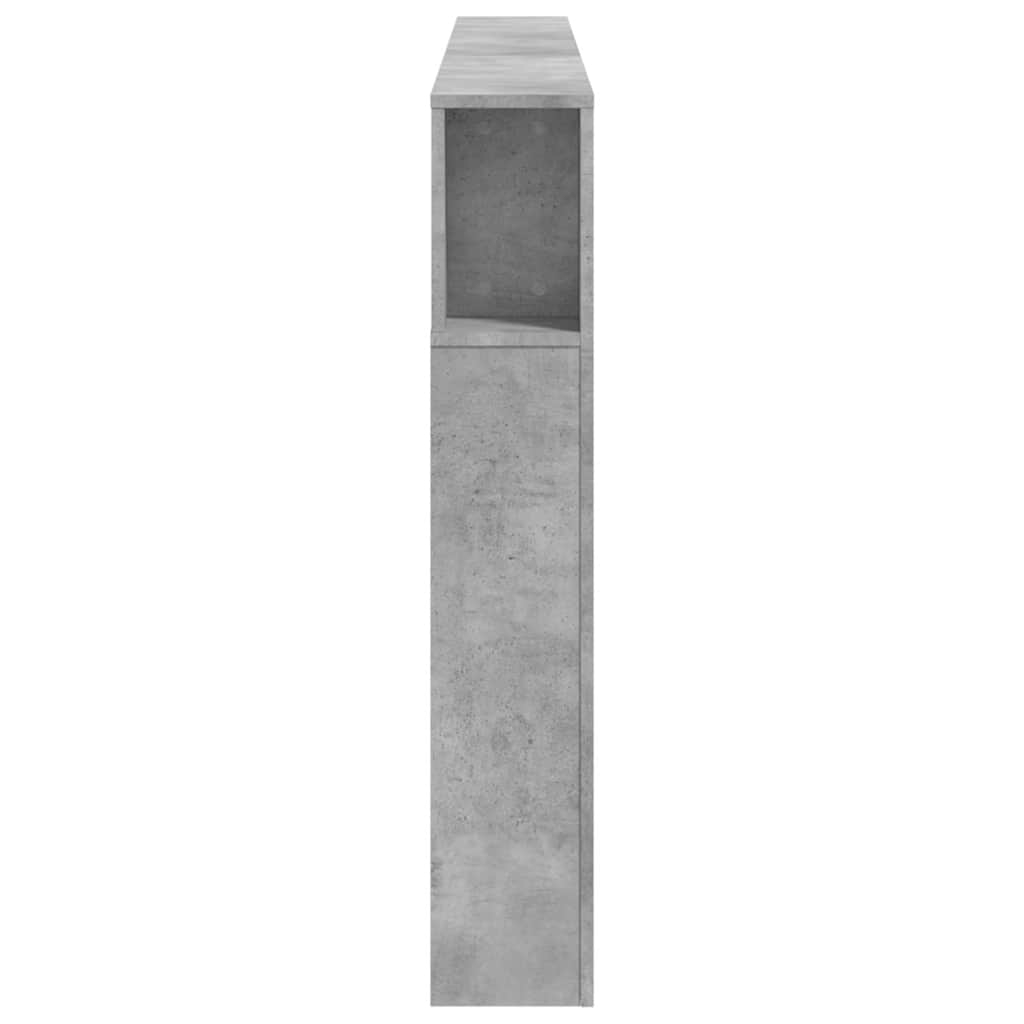 sengegavl m. LED-lys 200x18,5x103,5 cm konstrueret træ betongrå