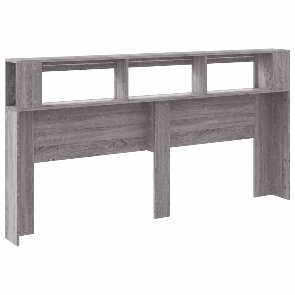 sengegavl 200x18,5x103,5 cm LED-lys konstrueret træ grå sonoma