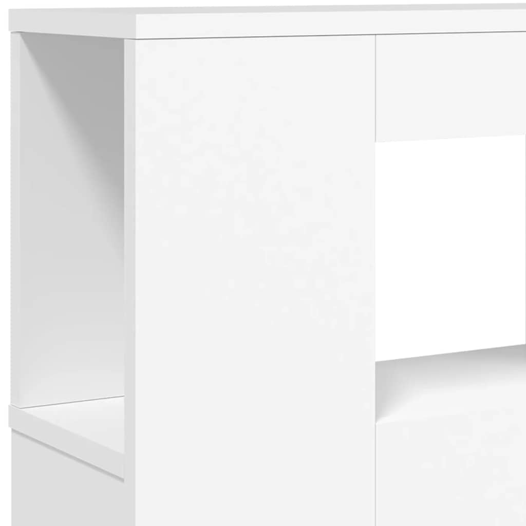 sengegavl med LED-lys 220x18,5x103,5 cm konstrueret træ hvid