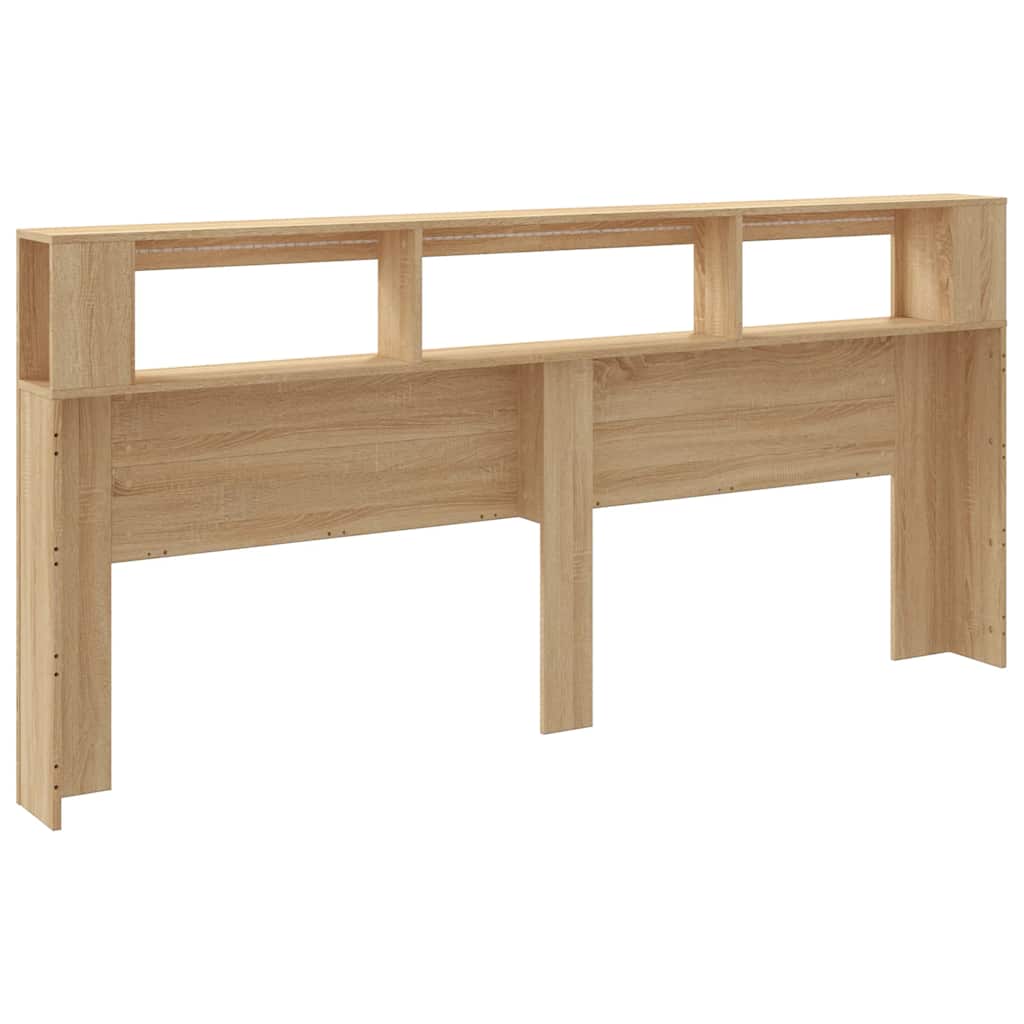 sengegavl 220x18,5x103,5 cm LED-lys konstrueret træ sonoma-eg